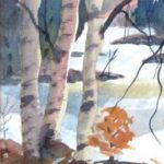 Birches in Winter 
14.5 h x 11.5 w in frame water colours 